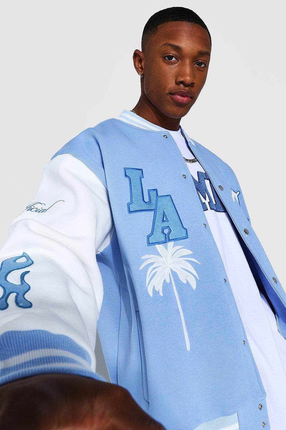 La Badge Jersey Varsity Bomber Jacket